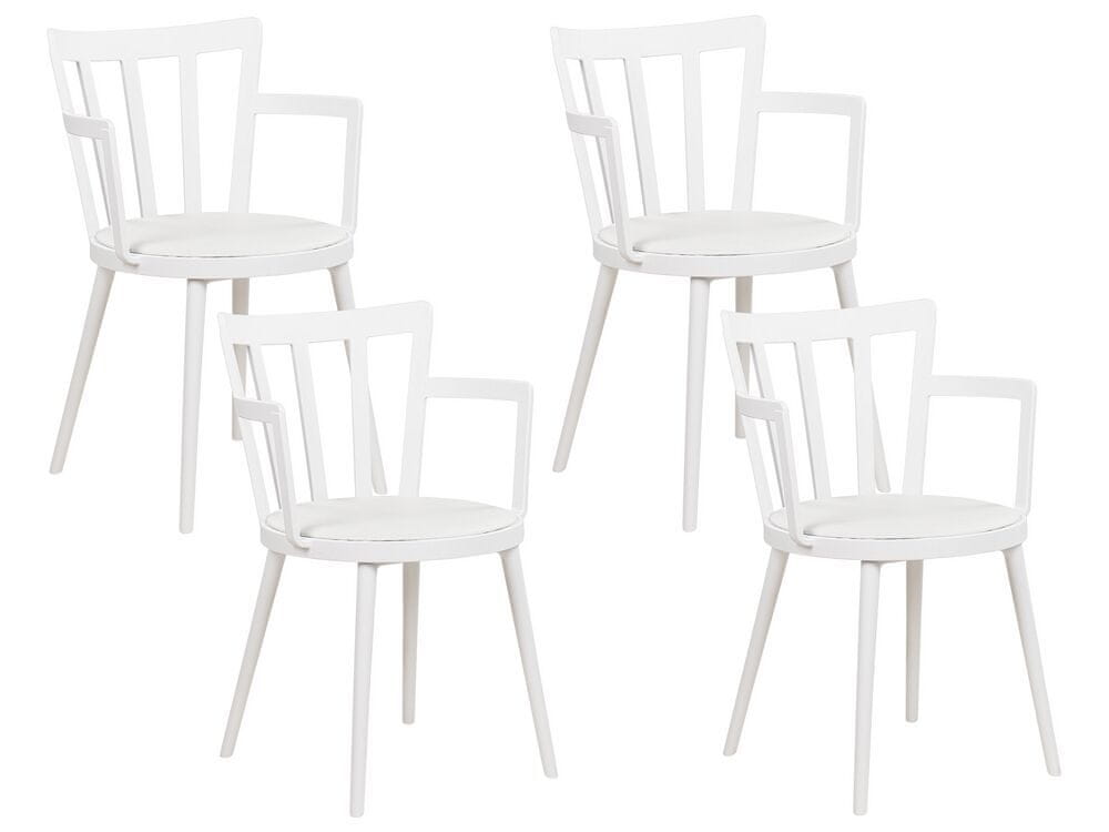 Beliani Súprava 4 plastových jedálenských stoličiek biela MORILL